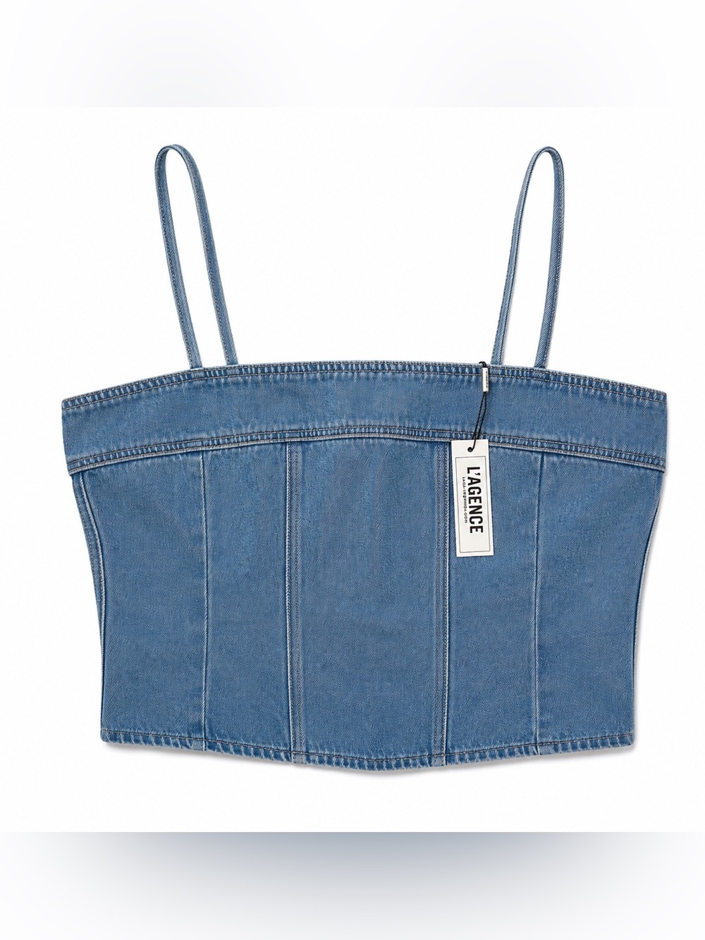 L’AGENCE Arlin Seamed Denim Corset Tank Top Size 12 NWT